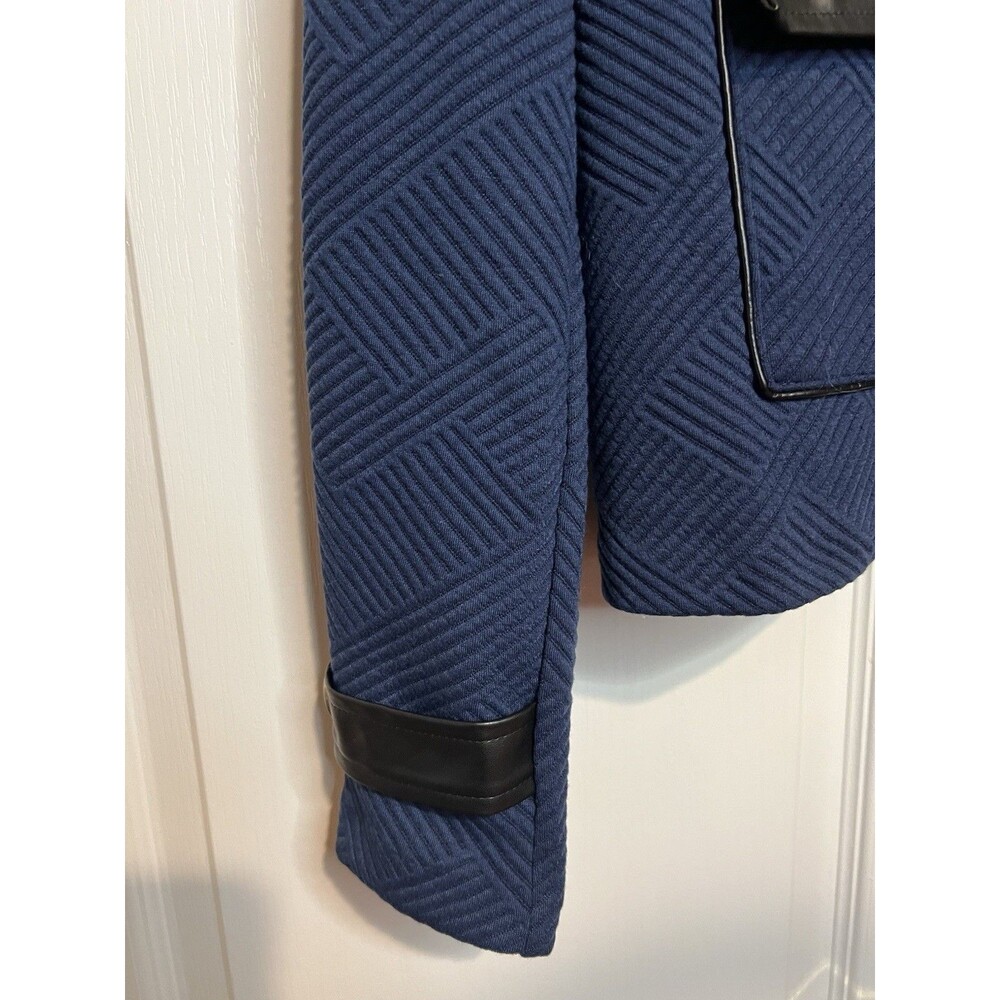 NEW Kate & Mallory Zip Jacket Vegan Leather Accents Blue Black XL Office Casual - Picture 4 of 13